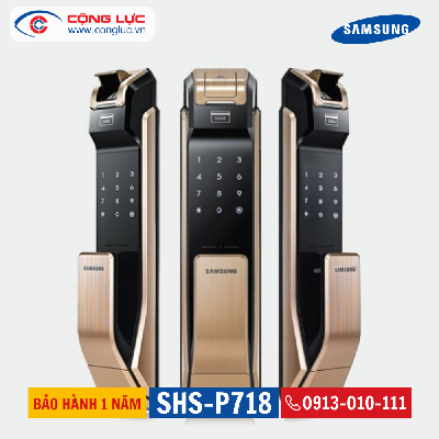 Khóa cửa vân tay thẻ từ Samsung SHS P718 Gold